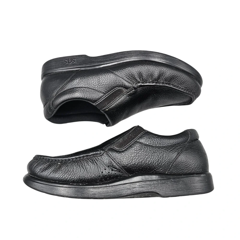 SAS Mens Side Gore Black Leather Comfort Moc Toe Loafers Shoes 14 M H6970081-3